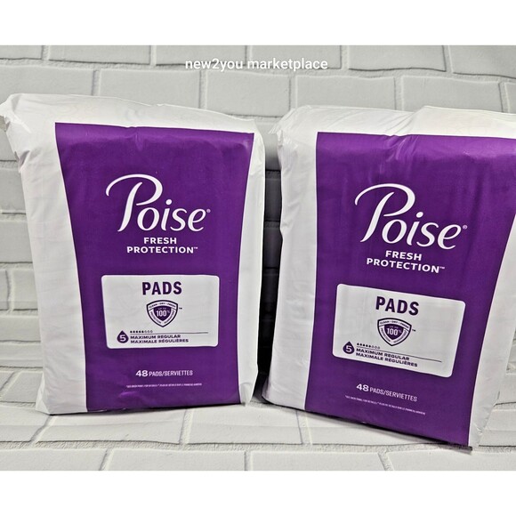 Poise Maximum regular Absorbency Incontinence Pads long 5-drop 96 count - Picture 1 of 4